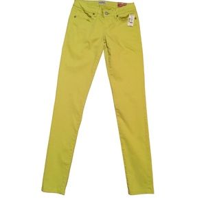 Aeropostale Lola bright yellow denim jeans skinny jeggings size 1/2 low rise